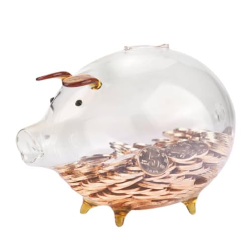 Transparentes Glas Schwein Coin Saver Bank Schwein Aussehen Spardose Kinder Geschenk
