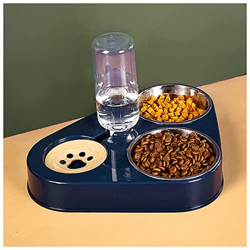 Futternapf Katze Haustierkatze-Schüssel Automatischer Hundeförderer 50 0ml Hund Wasserflasche Katze Food Bowl Pet Edelstahl Doppelschale 3 Schüsseln Katze Zubehör Geneigter futternapf Katze (Color :