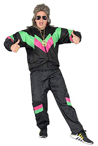 Foxxeo schwarzer 80er Jahre Kostüm für Erwachsene Trainingsanzug Assianzug Assi S-XXXL Größe M