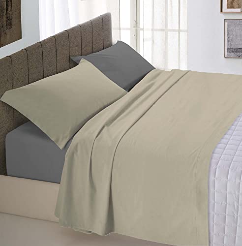 Italian Bed Linen Natural Color Bettwäsche Set, 100% Baumwolle, Dove gray/Rauch, Doppelte