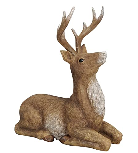 Posiwio stimmungsvoller dekorativer Hirsch als Weihnachtshirsch liegend oder stehend in braun (braun liegend)
