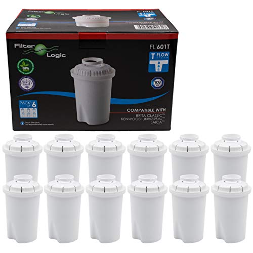 FilterLogic FL601T | 12er Pack Wasserfilterkartuschen kompatibel mit Brita Classic Wasserfilterkannen / Tischwasserfilter Wasserfilter Filterkartuschen Kartuschen