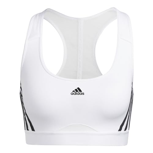 adidas Damen Workout Bra - Medium Support Pwr Ms 3S, White/Black, HC7897, XLDD