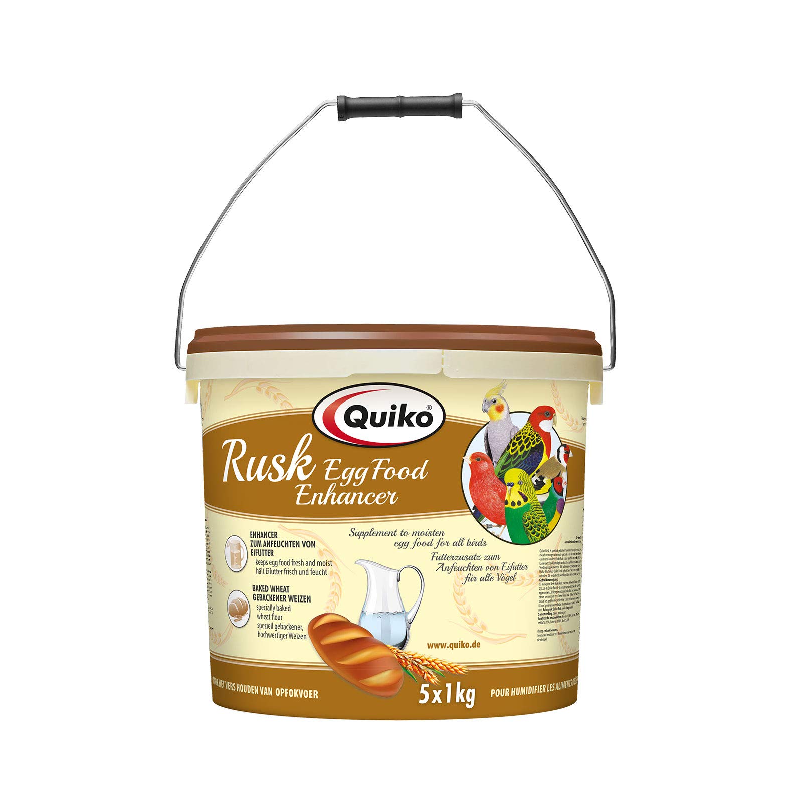 Quiko Rusk 5Kg - Spezialfutterzusatz zum Anfeuchten von Eifutter, Aufzuchtfutter und Weichfutter für Ziervögel
