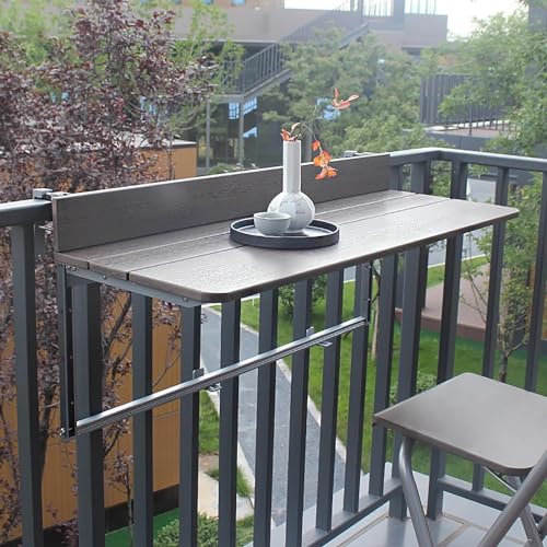 Balkongeländer-Hängetisch, Balkontisch-Hängedeckgeländer, Außenbalkonstange für Geländer, zusammenklappbarer, Verstellbarer Terrassen-Gartenbaluster aus Aluminium, Balkongeländer, Balkontis