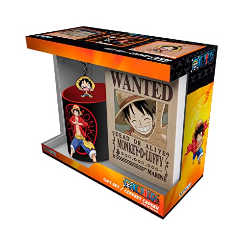 ABYstyle ,Porzellan - One Piece Geschenkset Luffy Tasse + Schlüsselanhänger + Notizbuch