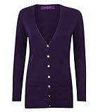 Henbury Womens v-button cardigan Purple XL