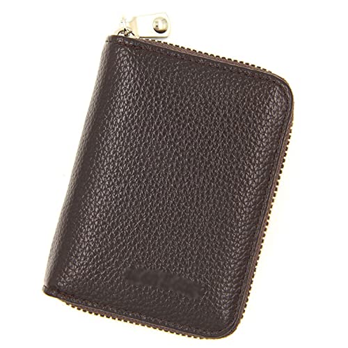 SSWERWEQ Brieftasche Herren Leather Men‘s Wallet Credit Card Holder Blocking Zipper Pocket Men Bag Multi-Card Black Zipper Walet
