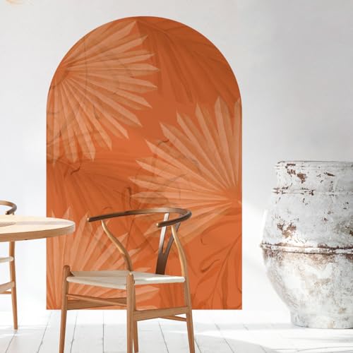 Ambiance Sticker Vliestapete, vorgeklebt, riesige Wandbilder, Palmblattbogen, orange, selbstklebend, dekorativ – H 90 x B 60 cm