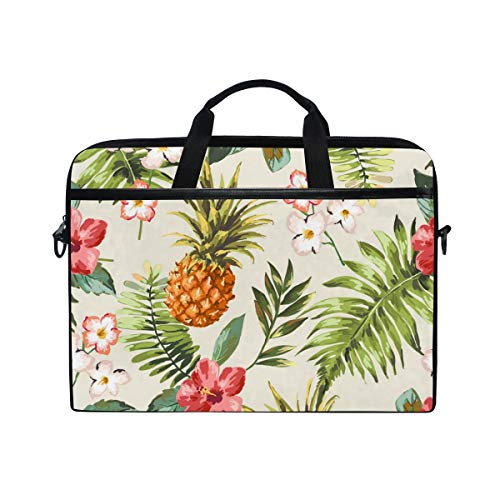 LUNLUMO Tropische Blumen mit Ananas-Malerei, 38,1 cm (15 Zoll) Laptop- und Tablet-Tasche, strapazierfähige Tablet-Hülle für Business/Uni/Damen/Herren