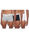 Calvin Klein Herren 3er Pack Boxershorts Low Rise Trunks Baumwolle mit Stretch, Mehrfarbig (Black/White/Grey Heather), M
