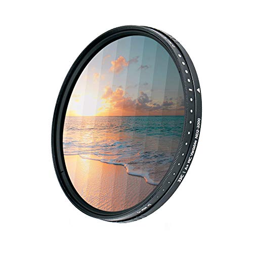 JJC 58 mm Variabler ND-Filter (ND2 - ND2000), Verstellbarer Graufilter, 18-lagige Beschichtung, HD-optisches Glas, Kameralinsenfilter, perfekt für Landschaftsfotografie