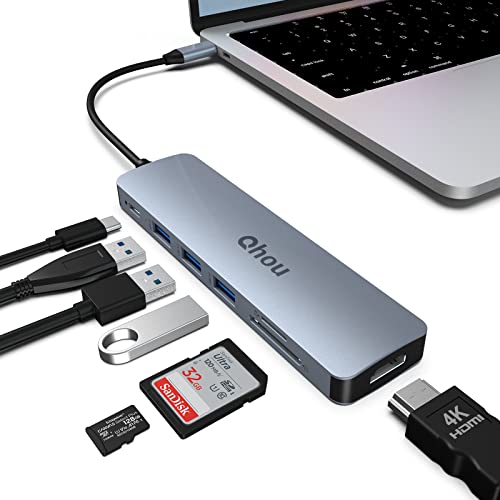 HOPDAY USB C Hub, 6 in 1 USB C Adapter für MacBook Air/Pro, Dual Display 4K HDMI Docking Station