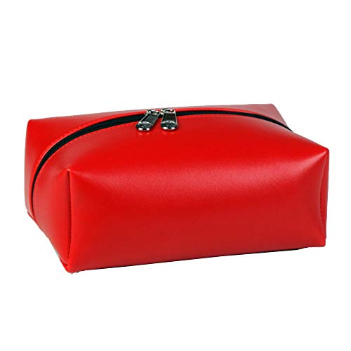 ZXGQF Tissue Box Soft Pu Reißverschluss Wasserdicht Papier Handtuchhalter Für Zuhause BüroAuto Dekoration Tissue Box Holder, Rot