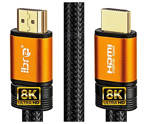 8K Premium 2.1 HDMI Kabel Ultra HDTV 8K HDMI Kabel – 1,5 Meter, 48 Gbit/s, 4K@120Hz / 8K@60Hz, Dynamic HDR-10+, eARC, Variable Refresh Rate (VRR), Dolby Vision, 1.5m IBRA Orange