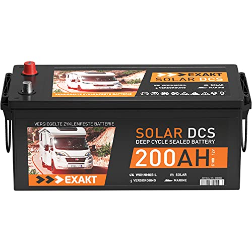 Solarbatterie 12V 200Ah EXAKT DCS Wohnmobil Versorgung Boot Solar Batterie ersetzt 180Ah 190Ah