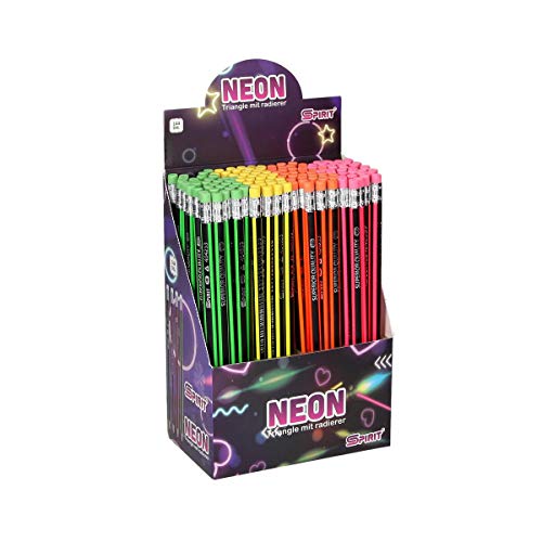 SPIRIT 404253 TTS Bleistift mit Radiergummi, Neon, 144 Stk