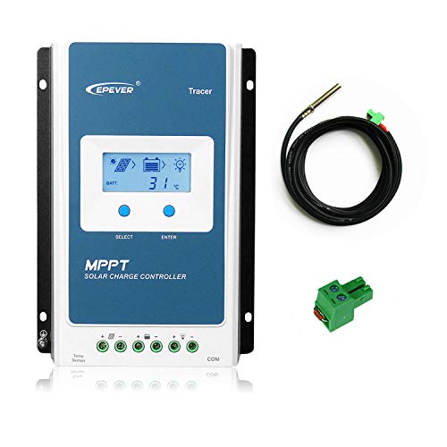 EPEVER MPPT Solar Charge Controller 40A Tracer4210AN 12V/24V Auto Max PV 100V Solar Panel with LCD Display Charging Battery Regulator for Gel AGM Flooded Sealed Lithium Battery (Tracer4210AN)
