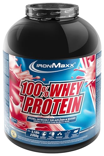 IronMaxx 100% Whey Protein - Proteinpulver auf Wasserbasis - Eiweißpulver für Proteinshake mit Himbeer Geschmack - 1 x 2,35 kg Dose