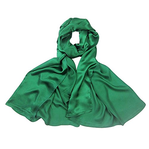 PB-SOAR 100% Seide Seidenschal Schal Halstuch Stola, einfarbiger Schal aus reiner Seide, schlicht und leicht, 8 Farben auswählbar (Grün)