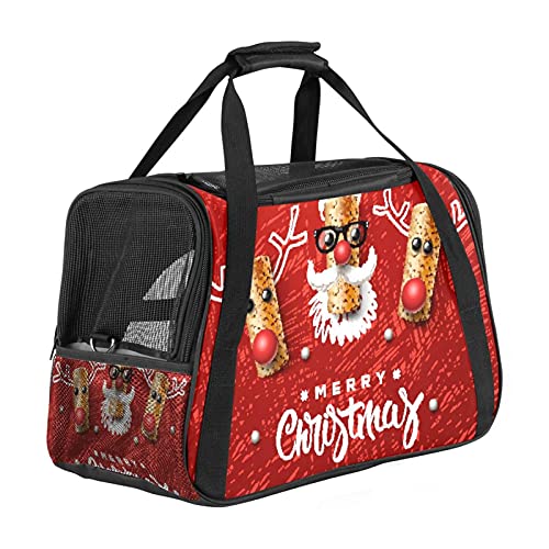 Xingruyun Hundetragetasche Roter Weihnachtselch Katzentragetasche Faltbare Transporttasche Atmungsaktiv Haustiertasche Für Katzen Und Hunden 43x26x30 cm