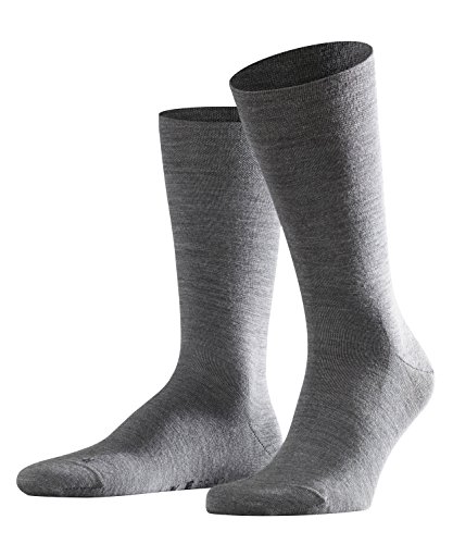 FALKE Herren M SO Merino-/ Baumwolle Socken Sensitive Berlin druckfreies Bündchen Einfarbig 1 Paar, Blickdicht, Grau (Dark Grey 3070), 43-46