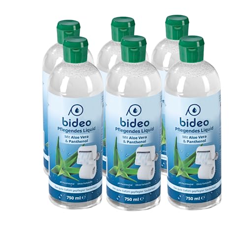 bideo® Haut- und Intimpflege Aloe Vera1er, 750ml für bideo Toilettenpapierhalter inkl. Befeuchter | Erfrischend, pflegend und frisch | Ohne Farbstoffe [pH-hautneutral (Aloe Vera - Liquid 6er Set)