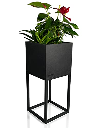 Pflanzenständer LOFT FIORINO Metall MDF Holz Blumenständer Schwarz Blumentopf mit Beinen Hohe Blumentöpfe Loft Style viele Dimensionen (MDF 22x22x50cm)