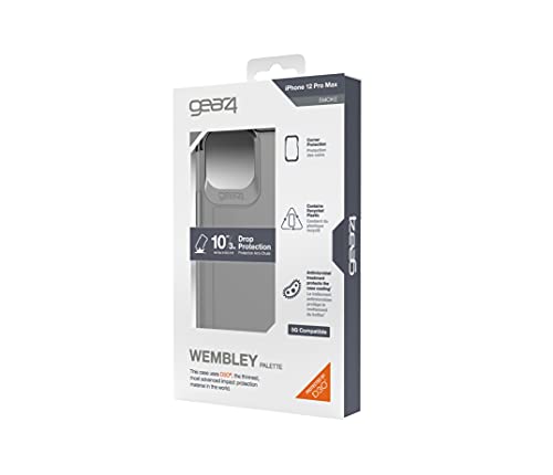 Gear4 Wembley Palette Kompatibel mit iPhone 12 Pro Max - Fortschrittlicher Aufprallschutz, Integrierte D3O-Technologie, Schutzhülle für Telefon - Smoke