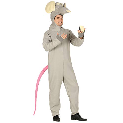 Amakando Lustiges Maus Kostüm für Damen & Herren/Grau-Rosa M (48/50) / Faschingskostüm Ratte mit Schwanz/Perfekt geeignet zu Fasching & Karneval