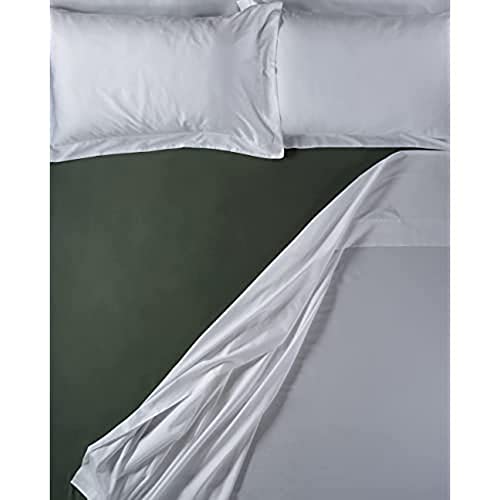 LENZUOLISSIMI - Bettwäsche aus Satin-Baumwolle, Fadenzahl 300, für Doppelbett, 180 x 200 cm, Moosgrün