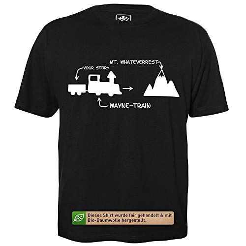 Wayne-Train - Herren T-Shirt für Geeks mit Spruch Motiv aus Bio-Baumwolle Kurzarm Rundhals Ausschnitt, Größe XL
