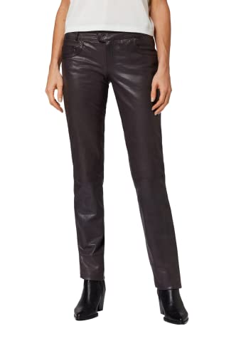 RICANO Triston-B - Damen Lederhose (Regular Waist/Medium Rise) - 5-Pocket Stil - echtes (Premium) Lamm Leder (Braun, M)