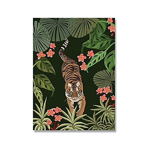 Leinwand malerei wandkunst löwe tiger leopard dschungel nordic poster und druckt wandbilder für wohnzimmer wohnkultur (Color : C, Size : 50x70cm No Frame)