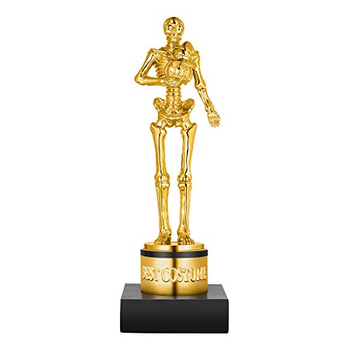 Toyvian Halloween Bestes Kostüm Trophy, Goldenes Skelett mit Kürbis Trophy Party Award