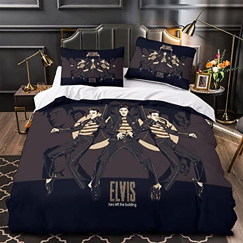 Elvis Presley Bettbezug Sänger Bettwäsche Set Für Jugendliche Erwachsene Rock 'n' Roll Bettdecke Bezug 3DSänger Muster Bezug einfach（135x200cm）