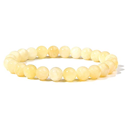 CAZARU Handgefertigtes natürliches gelbes Prehnit-Stein-Perlen-Armband runder Amethyst-Stein-Perlen-Stretch-Mode-Charm-Armband-Handgelenk-Weihnachten