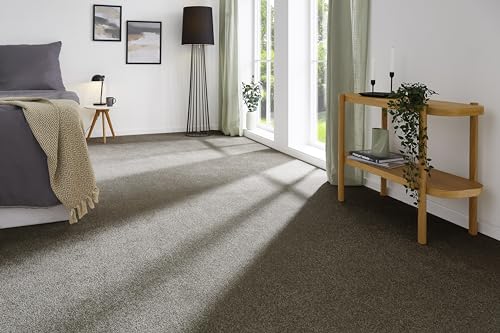 Teppichboden Verlours Auslegware Uni braun-grau 350 x 400 cm. Weitere Farben und Größen verfügbar