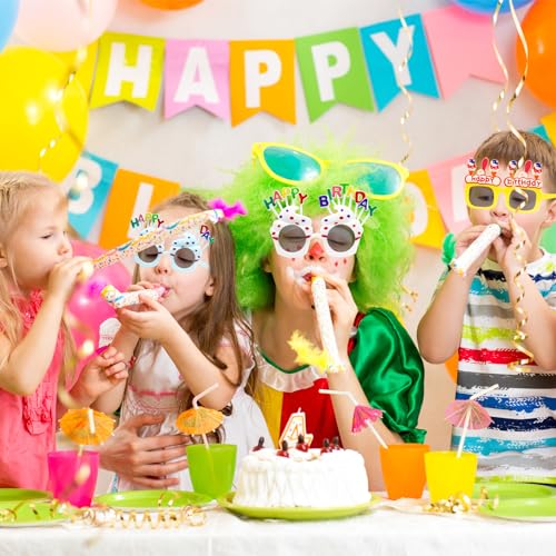 CGLRybO Geburtstagsparty-Brille, 8 Paar Happy Birthday Sonnenbrille, Geburtstagskuchenförmige Brille, cremefarbene Brille, Foto-Requisite, Partyzubehör