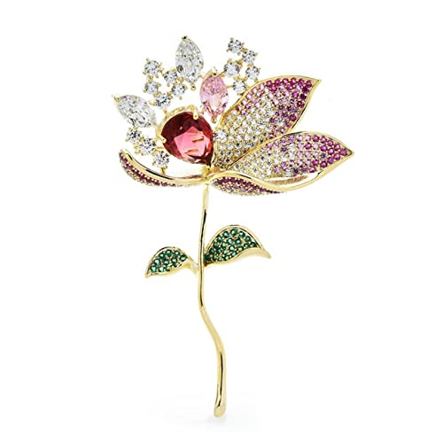 Brosche Damenmode-Accessoires, Damen-elegante, luxuriöse Blumen-Brosche, blumenförmige Brosche, Party-Bankett-Brosche Damen-Brosche (Color : Pink)