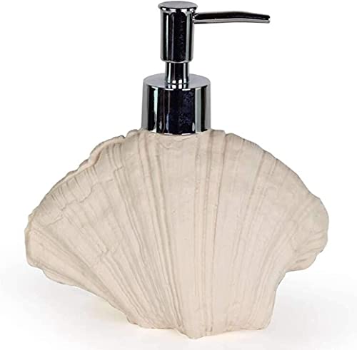 EdirFtra Beige Vintage Shell Seifenspender Keramik Handtasche Flasche für die Hotelküche 360ml