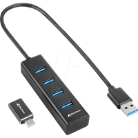 SHARK USB 4PORT - USB 3.0 4-Port Hub, Aluminium