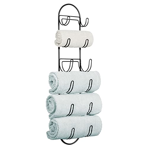 mDesign Handtuchhalter zur Wandmontage – Handtuchablage aus Metall – schickes Badzubehör – auch für das Gäste-WC geeignet – schwarz