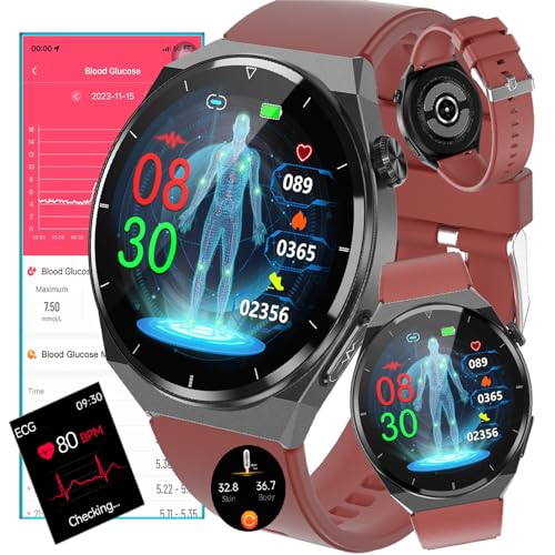 Fohatu 𝐄𝐂𝐆 Smartwatch 𝐁𝐥𝐮𝐭𝐳𝐮𝐜𝐤𝐞𝐫,𝐁𝐥𝐮𝐭𝐳𝐮𝐜𝐤𝐞𝐫 Fitness-Tracker 𝐄𝐂𝐆 Pulsschlag Temperatur Pulsschlag Blut Blutsauerstoff Schlafüberwachung, Schrittzähler Aktivitätstracker,C