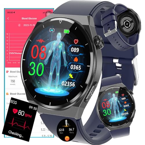 Fohatu 𝐄𝐂𝐆 Smartwatch 𝐁𝐥𝐮𝐭𝐳𝐮𝐜𝐤𝐞𝐫,𝐁𝐥𝐮𝐭𝐳𝐮𝐜𝐤𝐞𝐫 Fitness-Tracker 𝐄𝐂𝐆 Pulsschlag Temperatur Pulsschlag Blut Blutsauerstoff Schlafüberwachung, Schrittzähler Aktivitätstracker,D