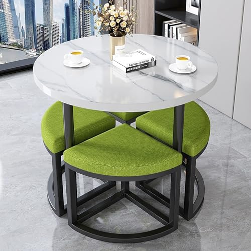 MTSYXYM Set aus Couchtisch und Stühlen,Konferenztisch Rund, Esszimmertisch und Stuhl-Set, Esstisch-Set mit einem Tisch und Vier Stühlen, geeignet für Zuhause, Küchenmöbel. (Size : Style5)