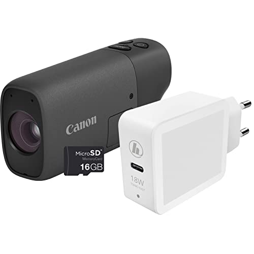 Canon PowerShot ZOOM Essential Kit inkl. SD-Karte und USB-C Power Adapter (12-Megapixel-Sensor, 3-Stufen-Zoom, optischer 4-Achsen-Bildstabilisator, Full-HD, USB-C, WLAN, Bluetooth), schwarz