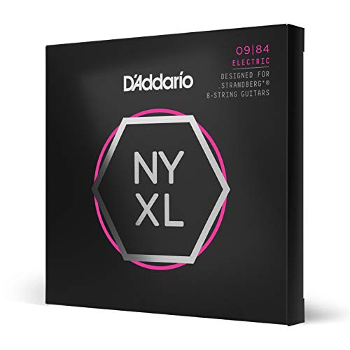 D'Addario NYXL0984 Nickel Wound Saiten für 8-saitige E-Gitarren von Strandberg, Super Light, 09-84