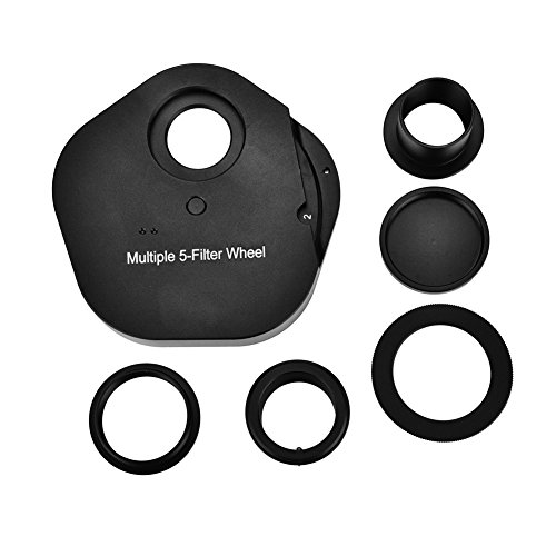 EBTOOLS Okular 5 Position Manuelle Filter Rad T2 Mount Kamera Adapter 1,25 inch für Teleskope Aluminiumlegierung (Schwarz)