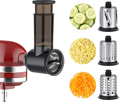 Gemüseschneider für KitchenAid Küchenmaschine, Edelstahl Gemüse Schneider Zubehör für KitchenAid mit Kronenreibe Raspeltrommel Schneidetrommel, COFUN Ersatzteile für KitchenAid (Schwarz)